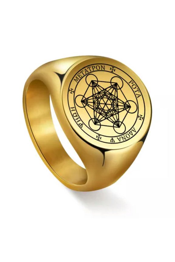 Metatron’s Cube Ring Vintage Sacred Geometry Spiritual Protection Amulet Ring