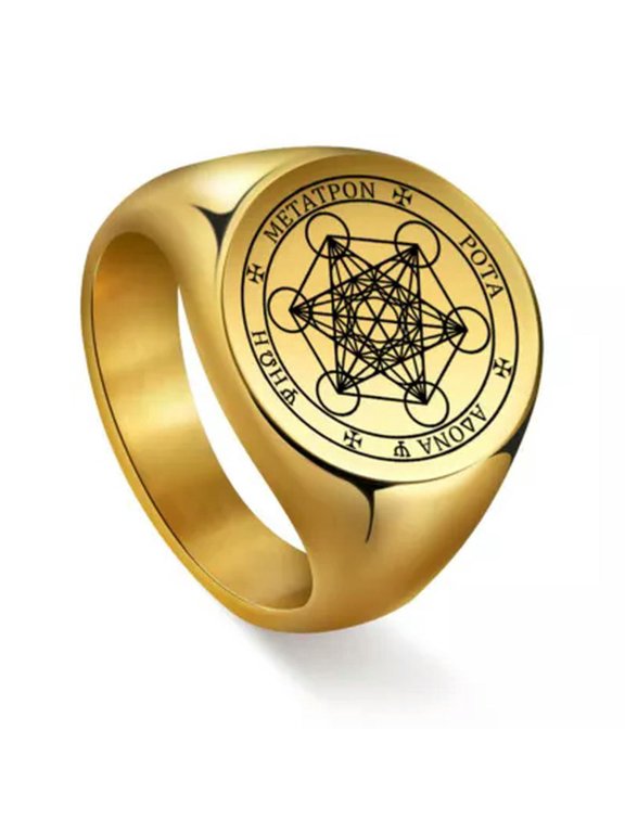 Metatron’s Cube Ring Vintage Sacred Geometry Spiritual Protection Amulet Ring