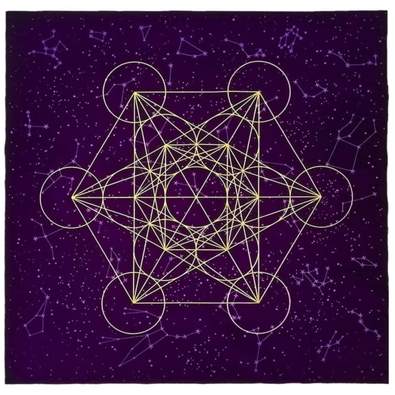 Metatrone's Cub Crystal Grid Altar Cloth Tapestry Tablecloth Ritual Spiritual Cloth for Sacred Places,Tarot Table Cover