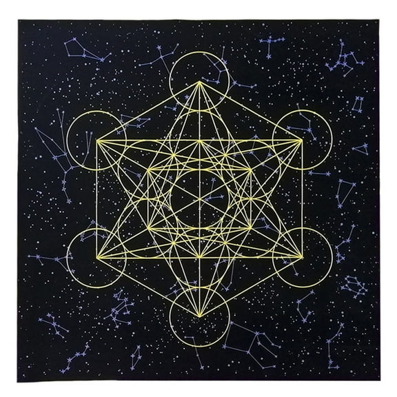 Metatrone's Cub Crystal Grid Altar Cloth Tapestry Tablecloth Ritual Spiritual Cloth for Sacred Places,Tarot Table Cover