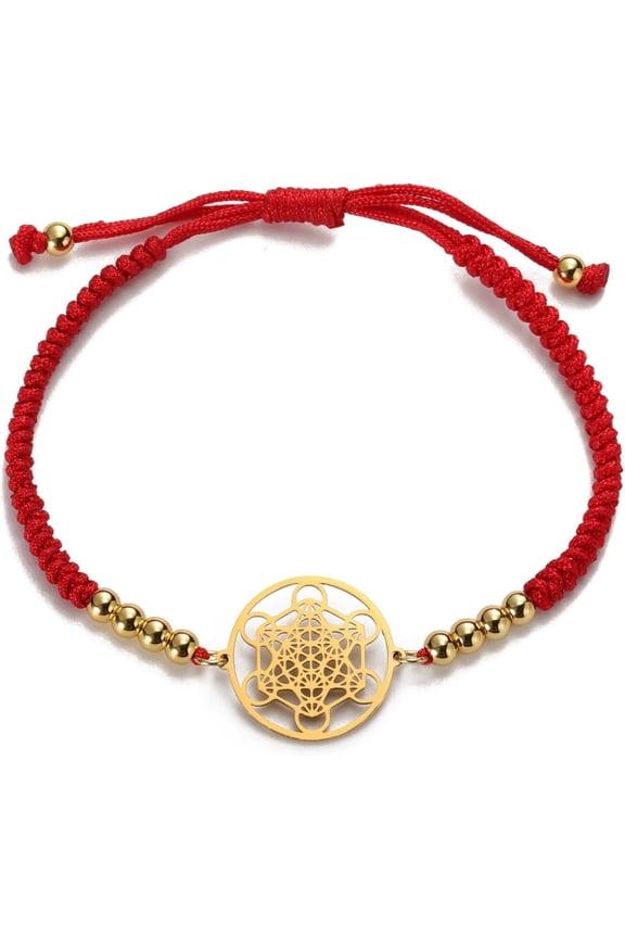 Metatrons Cube Bracelet Adjustable Beaded Couple Sacred Geometry Bracelet Archangel Handmade Braided Rope Lucky Red String Bracelet kabbalah Amulet Statement Jewelry