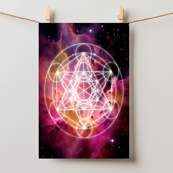Metatrons Cube Galaxy Wall Art Unframed Paper Poster 8x10in