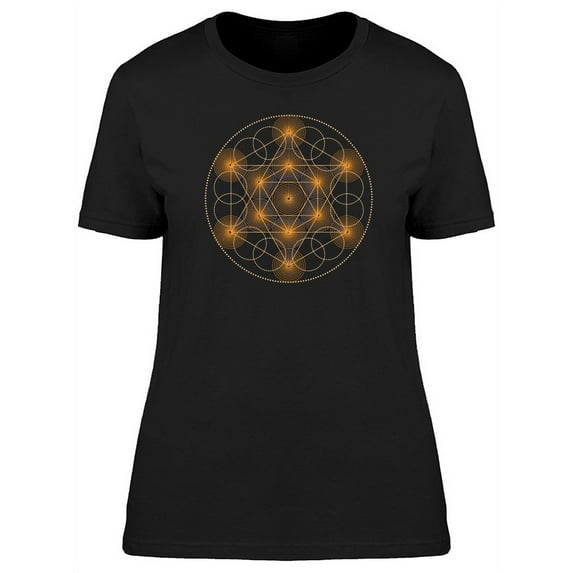 Metatrons Cube Gold Color T-Shirt Women -Image by Shutterstock, Female Large