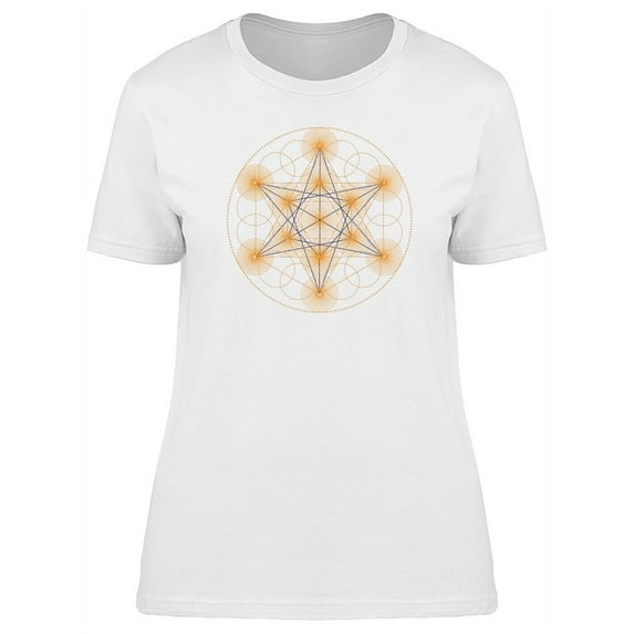 Metatrons Cube Gold Color T-Shirt Women -Image by Shutterstock, Female Medium