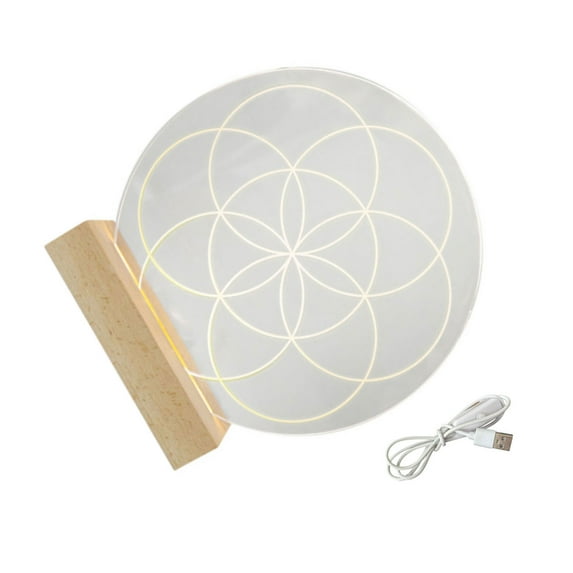 Metatrons Star Acrylic Plate Wiccan Inspired Night Light with Base USB Powered Table Lamp Divination Home Decoration