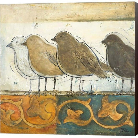 Metaverse C870639-0120000-ACDAAMA Birds on Damask I by Patricia Pinto Canvas Wall Art - 12 x 12 in.