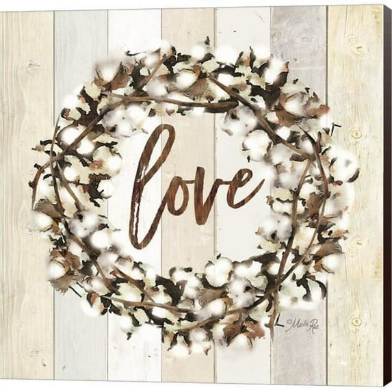 Metaverse C958979-0120000-ACDAAMA Love Cotton Wreath by Marla Rae Canvas Wall Art - 12 x 12 in.