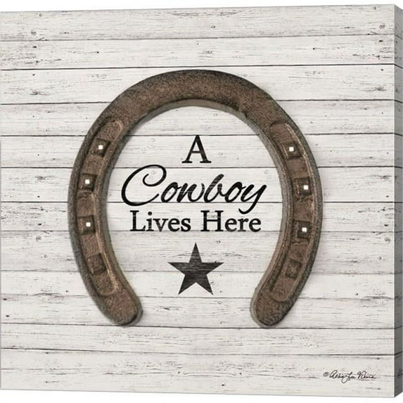 Metaverse C959086-0120000-AAAACMA A Cowboy Lives Here by Robin-Lee Vieira Canvas Wall Art - 12 x 12 in.