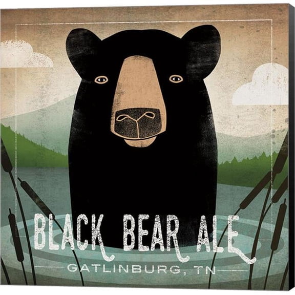 Metaverse C959181-0120000-8CAAAMA Skinny Dip Black Bear Ale by Ryan Fowler Canvas Wall Art - 12 x 12 in.