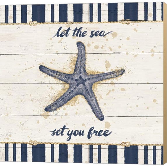 Metaverse C962756-0120000-8CCQAMA Calm Seas II Gold Rope Border by Janelle Penner Canvas Wall Art - 12 x 12 in.