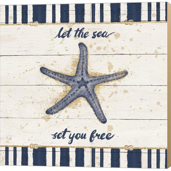 Metaverse C962756-0120000-8CCQAMA Calm Seas II Gold Rope Border by Janelle Penner Canvas Wall Art - 12 x 12 in.