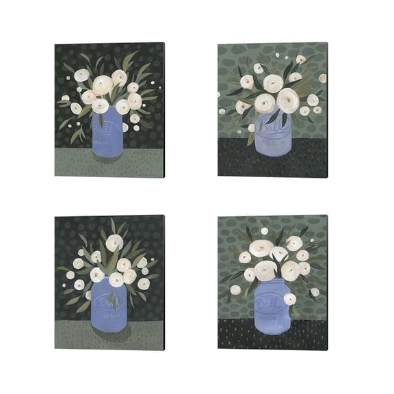 Metaverse Emma Scarvey 'Mason Jar Bouquet' Canvas Art (Set of 4)