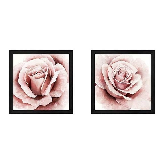 Metaverse Grace Popp 'Pink Rose' Framed Art (Set of 2)
