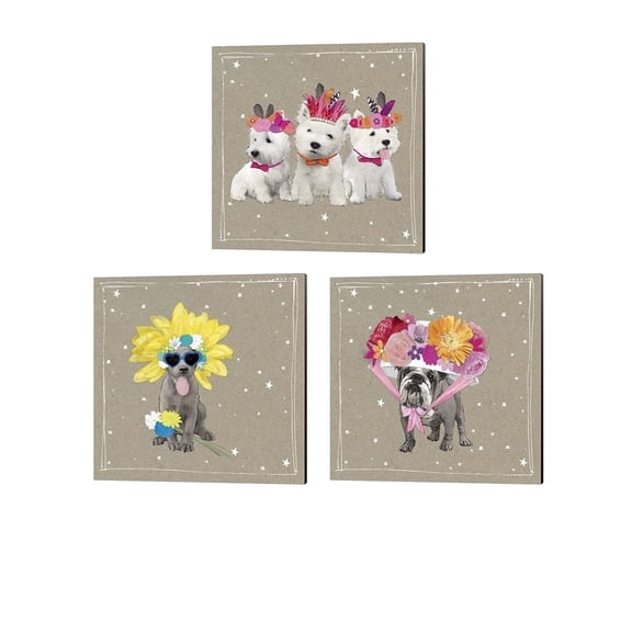 Metaverse Hammond Gower 'Fancypants Wacky Dogs' Canvas Art (Set of 3)
