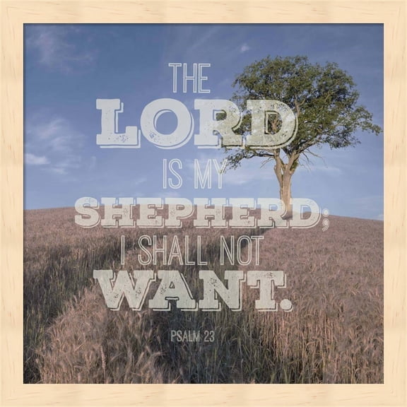 Metaverse Inspire Me 'Psalm 23 The Lord is My Shepherd - B&W Field' Framed Art - Multi