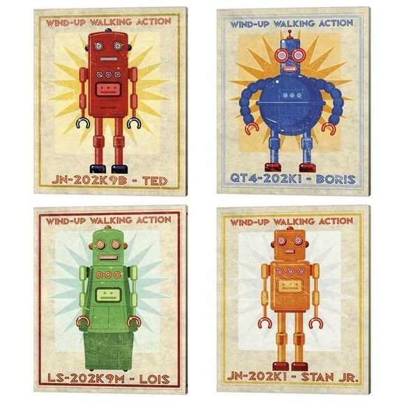 Metaverse John W. Golden 'Box Art Robot' Canvas Art (Set of 4)