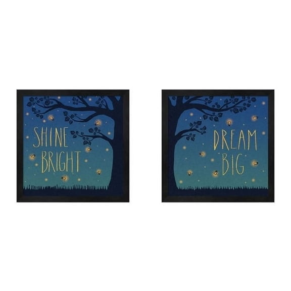 Metaverse Laura Marshall 'Twilight Fireflies' Framed Art (Set of 2)