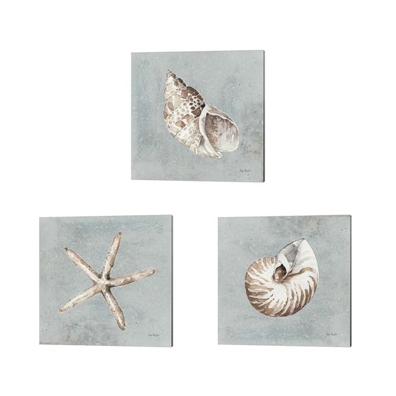 Metaverse Lisa Audit 'Sand and Seashells' Canvas Art (Set of 3)