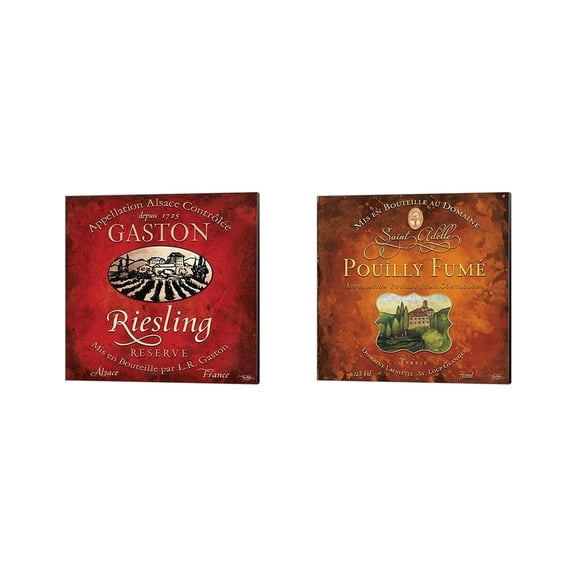 Metaverse Mary Beth Baker 'Still Life Wine Label Square A' Canvas Art (Set of 2)