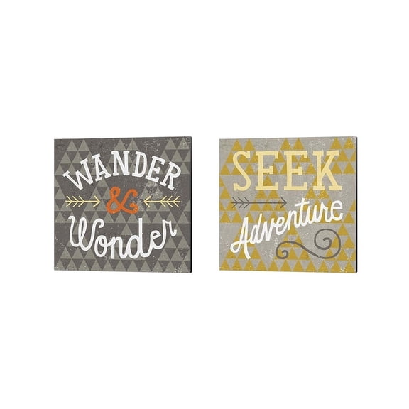 Metaverse Michael Mullan 'Mod Triangles Retro' Canvas Art (Set of 2)