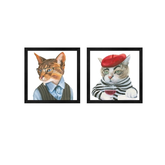 Metaverse Myles Sullivan 'Cattitude B' Framed Art (Set of 2)