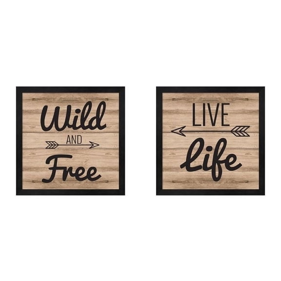 Metaverse ND Art & Design 'Live Life & Wild & Free' Framed Art (Set of 2)