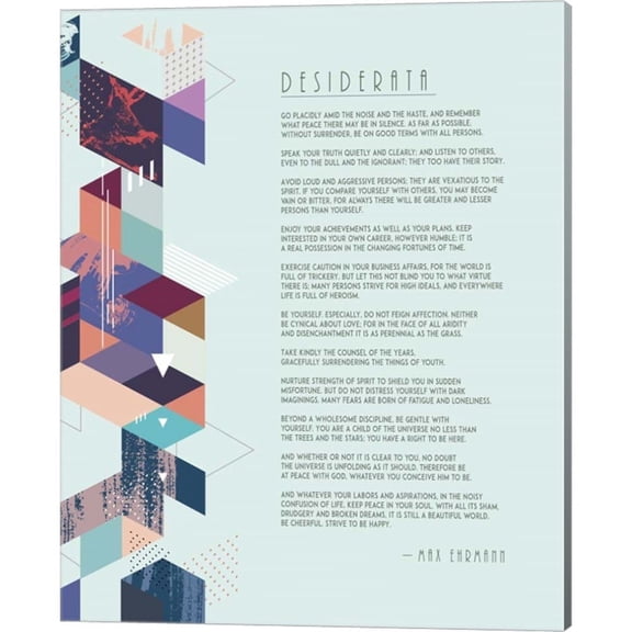 Metaverse Quote Master 'Desiderata Abstract Geometric Background' Canvas Art