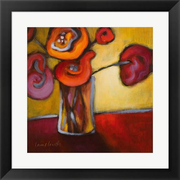 Metaverse R870490-0140000-AMAEAGOEDM 19.5 x 19.5 in. Red Poppies in a Vase Framed Wall Art by Lanie Loreth