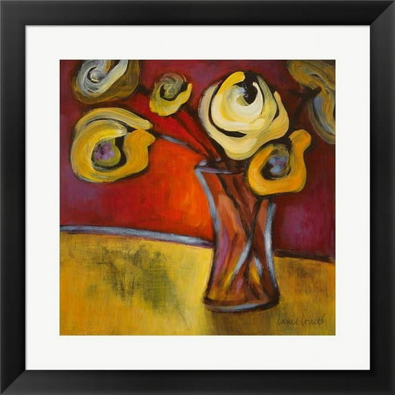 Metaverse R870491-0140000-AMAEAGOEDM 19.5 x 19.5 in. Yellow Poppies in a Vase Framed Wall Art by Lanie Loreth
