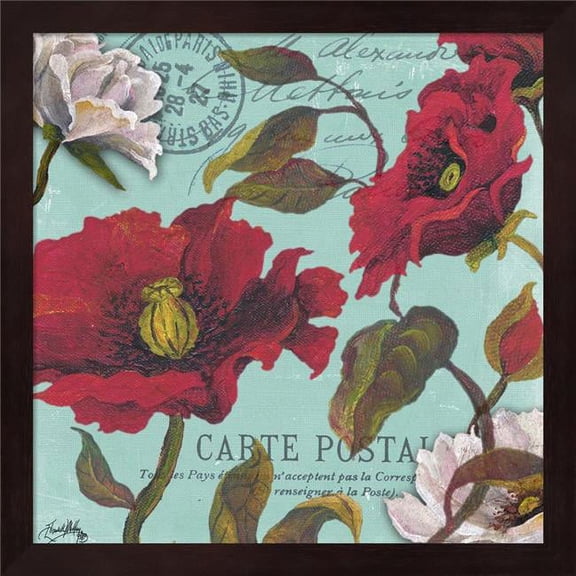 Metaverse R910976-0120000-AEAAAADAN4 13.25 x 13.25 in. Paris Aqua Flowers I Framed Wall Art by Elizabeth Medley