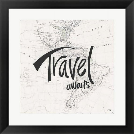 Metaverse R911013-0140000-AMAEAGOEDM 19.5 x 19.5 in. Travel Awaits Framed Wall Art by Elizabeth Medley