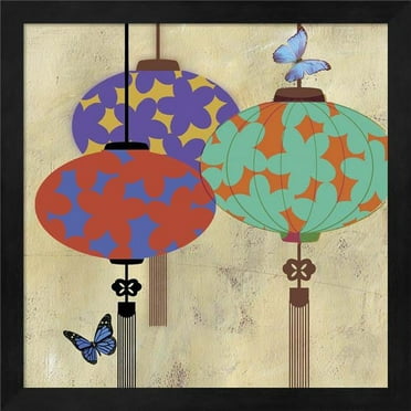 Metaverse R950870-0120000-AEAAAAEAN4 13.25 x 13.25 in. Butterfly Lanterns Framed Wall Art by Posters International Studio