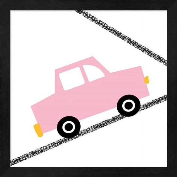 Metaverse R954091-0120000-AEAAAAEAN4 13.25 x 13.25 in. Pink Car on Road Framed Wall Art by Linda Woods