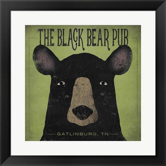 Metaverse R959184-0140000-AMAEAGOEDM 19.5 x 19.5 in. The Black Bear Pub Framed Wall Art by Ryan Fowler