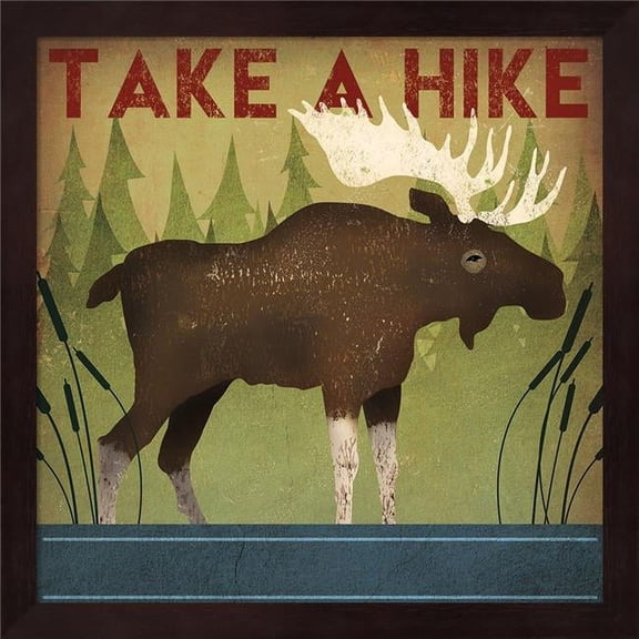 Metaverse R959210-0120000-AEAAAADAN4 13.25 x 13.25 in. Take a Hike Moose Framed Wall Art by Ryan Fowler