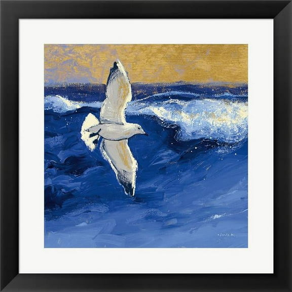 Metaverse R961907-0140000-AMAEAGOEDM 19.5 x 19.5 in. Seagulls with Gold Sky II Framed Wall Art by Shirley Novak