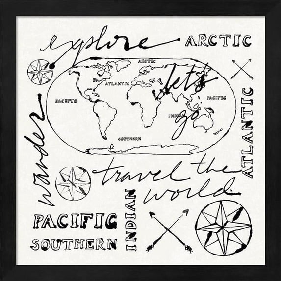 Metaverse R962575-0120000-AEAAAAEAN4 13.25 x 13.25 in. Mapped Shorelines II Framed Wall Art by Sue Schlabach