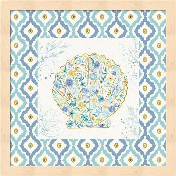 Metaverse R962919-0120000-AEAAAACAN4 13.25 x 13.25 in. Seaside Blossoms I Border no Words Framed Wall Art by Jess Aiken