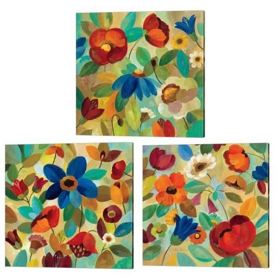 Metaverse Silvia Vassileva 'Summer Floral' Canvas Art (Set of 3)