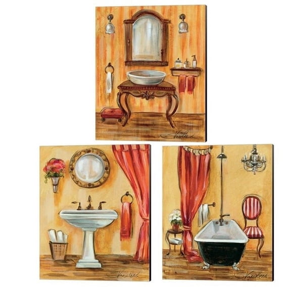 Metaverse Silvia Vassileva 'Tuscan Bath' Canvas Art (Set of 3)