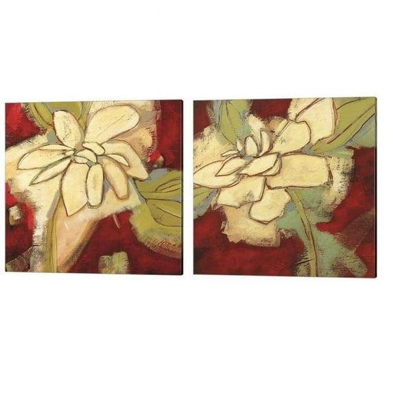 Metaverse Susan Davies 'Jungle Gardenia' Canvas Art (Set of 2)