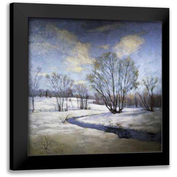 Metcalf, Willard Leory 12x12 Black Modern Framed Museum Art Print Titled - Old Willow and Brook