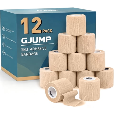 12 Pack Adhesive Bandages, Athletic Tape 2 inches x 5 Yards, Sports Tape, Breathable, Waterproof