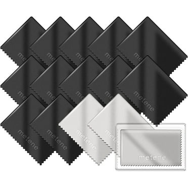 Metene 15 Pack Glasses Cloth, Microfiber Cleaning Cloths (6"x7") Glasses Cleaning Cloth for Eyeglasses Phone Screens, Camera Lens and Other Delicate Surfaces Cleaner(Black＆Grey)