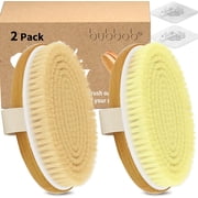 2 Pack Dry Body Brushes, Exfoliating Body Scrubbers, Natural Bristles for Dry Skin, Improve Circulation, Stop Ingrown Hairs, Reduce Acne and Cellulite