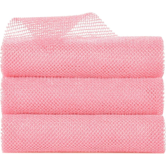 Metene 3 Pieces African Exfoliating Net, Colorful African Net Cloth, Long African Net Sponge Body Scrubber for Use in Shower, Bath Shower Wash Cloth for Skin Smoother Daily Use