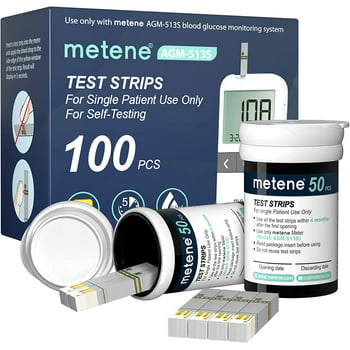 Metene AGM-513S, 100 Count Test Strips for Diabetes, Use with AGM-513S Blood Glucose Monitor Only