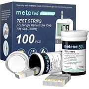 Metene  100 Count Test Strips, Use with AGM-513S Blood Glucose Monitor Only