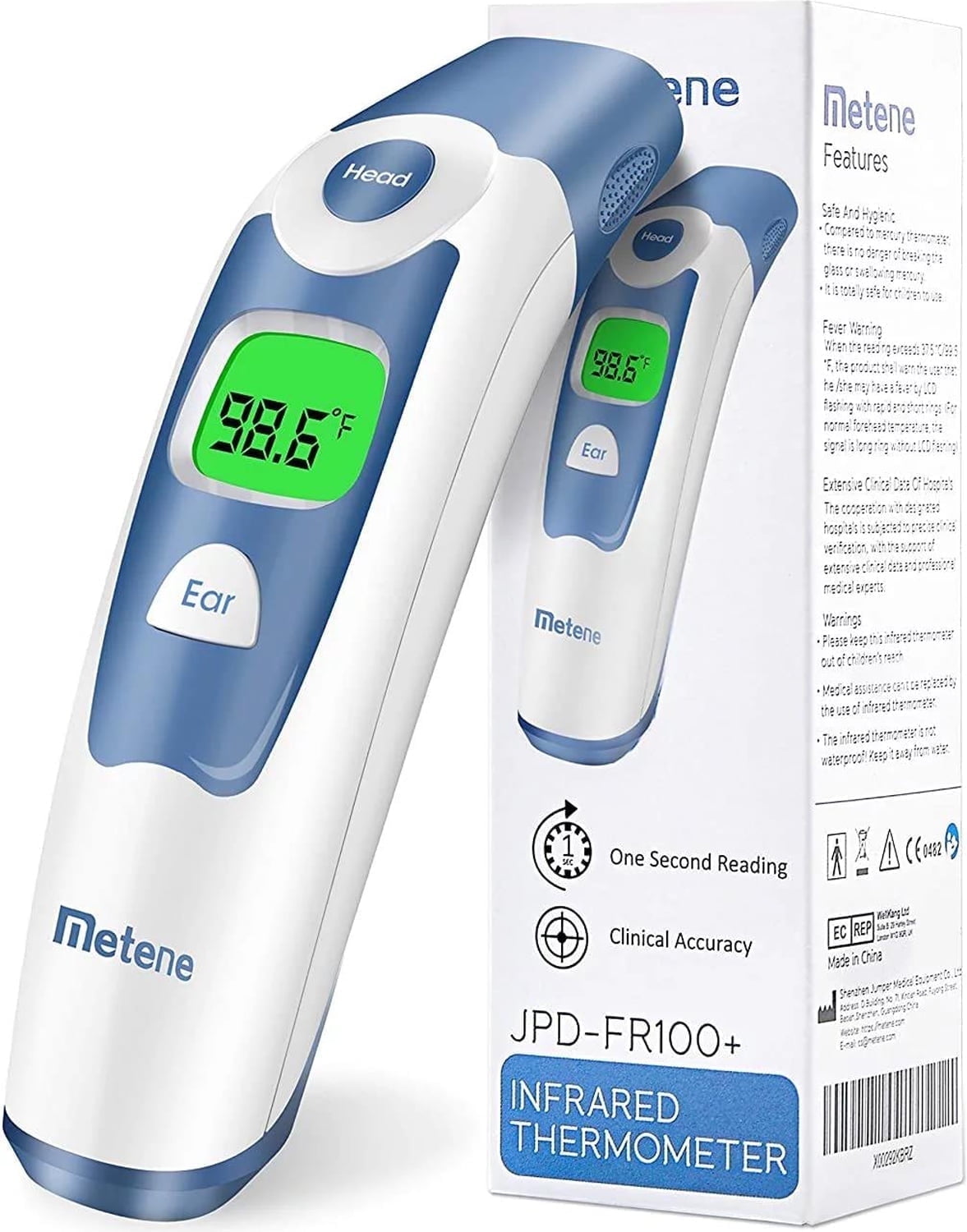 Metene Forehead and Ear Thermometer for Baby, Fast Reading with Fever Alarm & Memories Recall