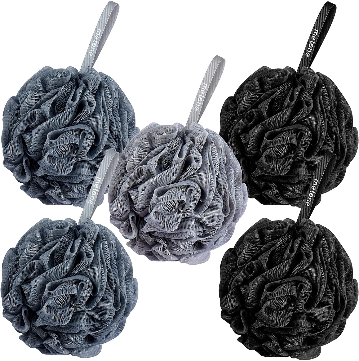 Metene Shower Loofah Sponge 5 Pack, Body Wash Scrubber Exfoliator Loofa, Men Women Bathing Accessorie